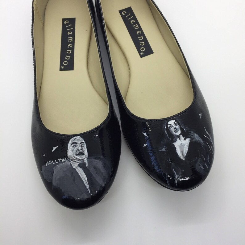 Plan 9 Ed Wood Inspired Hand Painted Ballet Flat Shoes 8M