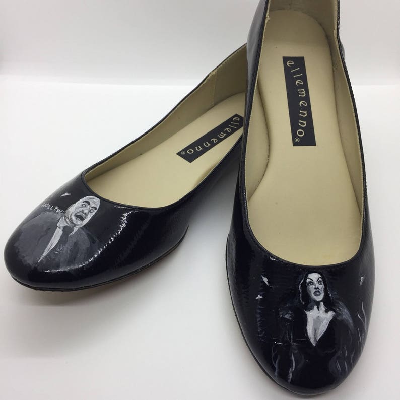 Plan 9 Ed Wood Inspired Hand Painted Ballet Flat Shoes 8M