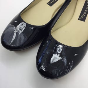 Plan 9 Ed Wood Inspired Hand Painted Flat Black Shoes 8M ~ Ready to Ship