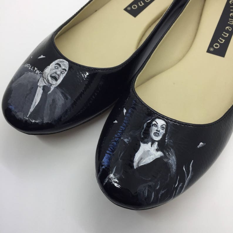 Plan 9 Ed Wood Inspired Hand Painted Ballet Flat Shoes 8M