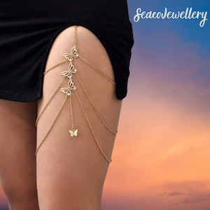 Butterfly Leg Chain – Multi-Layer Elastic Boho Body Jewelry for Women, Sexy Festival Leg Accessory