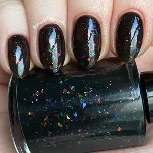 Black Opal - Indie Nail Polish - 5 Free Polish - One of a Kind Fingernail Polish - New Round Bottles