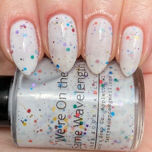 We're On the Same Wavelength Indie Nail Polish 5 Free Polish One of a Kind Fingernail Polish New Round Bottles image 5