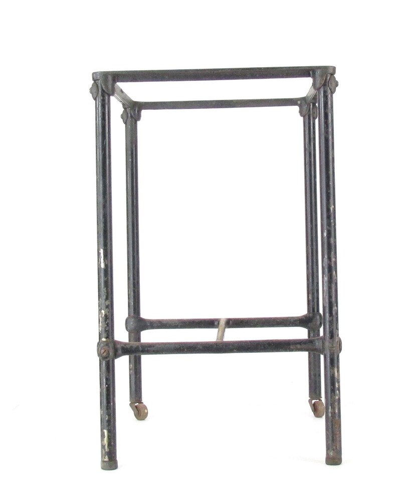 Vintage Industrial Metal Side Table Cart Base With Back Casters