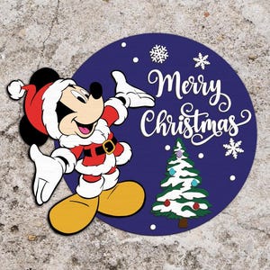 Cartoon Christmas Door Sign Svg ,Christmas Happy Mouse Svg ,Christmas Welcome Sign SVG, Christmas Decor Svg, Glowforge Files Svg