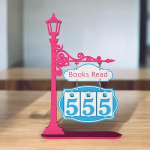 Gatulykta Bokspårare SVG, Böcker Läsräknare Svg, 3D Stående Skylt Laserskuren Fil Svg, Läsmål Gåva, Glowforge xTool Cricut