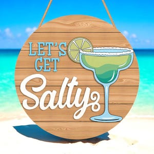 Summer Door Sign SVG, Laser Cut File for Glowforge, Cocktail Drink Sign Template, Tropical Bar Door Hanger Cut File
