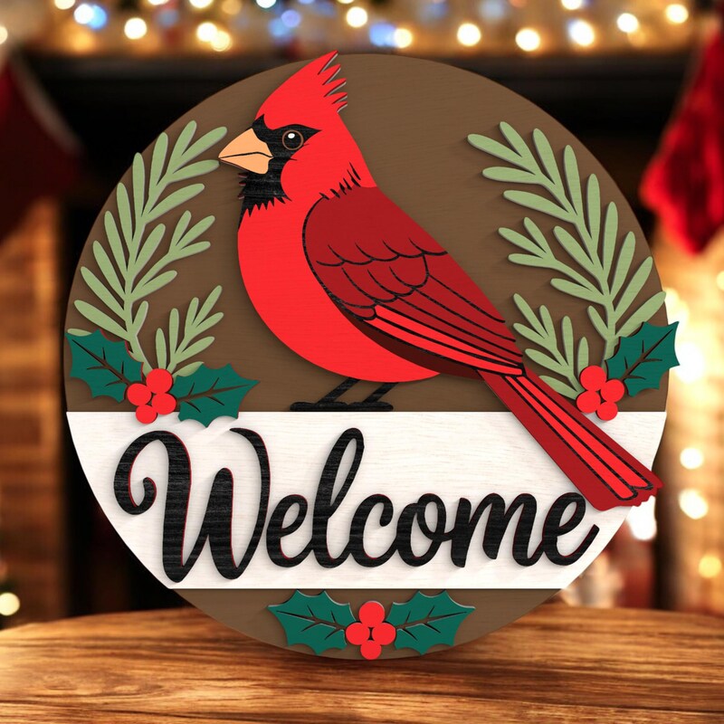 Cardinal Note Welcom Cardinal Welcome Sign - Etsy