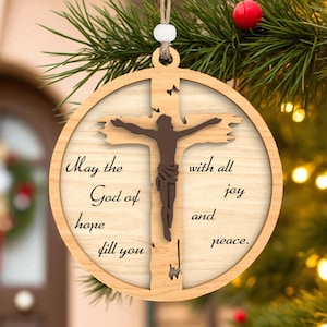 God of Hope Cross Ornament Cut File Svg, Christian Christmas Decor Svg, Faith Quote Ornament Svg, Religious Laser Cut File, Glowforge File