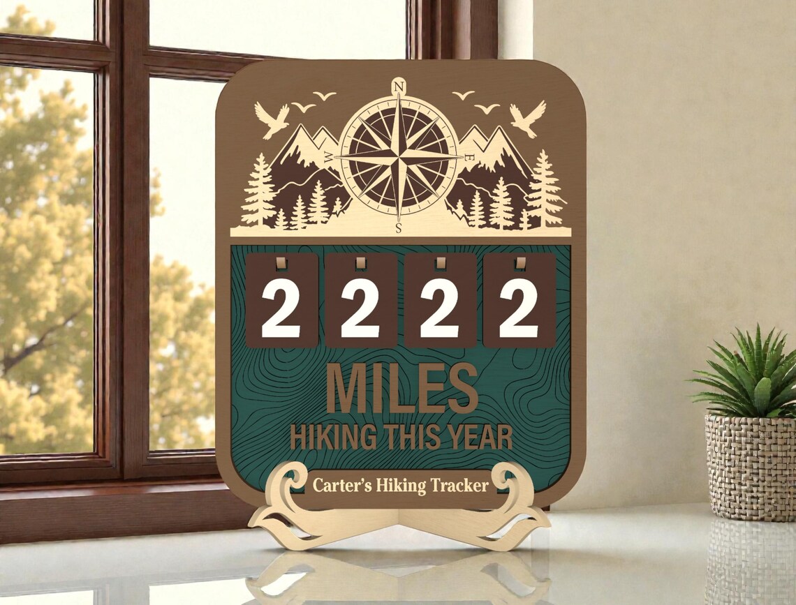 Sign Without Tracker Personalized Hiking Miles Tracker SVG, Mountain Adventure Log Sign ...