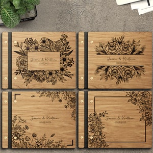 Personalisiertes Blumenhochzeits-Fotoalbum, personalisiertes Hochzeitsbuch zwar, Hochzeit Tischdekoration, Valentinstag Geschenk, Glowforge Laser Cut-Dateien