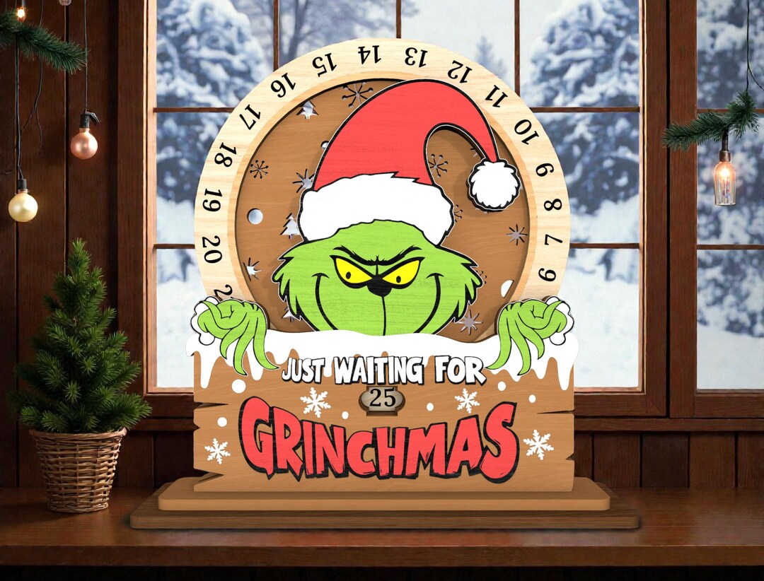 Christmas Countdown Stand Laser Cut File SVG, Funny Green Creature ...