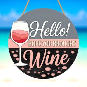 Goblet Summer Door Sign SVG, Laser Cut File for Glowforge, Cocktail Drink Sign Template, Tropical Bar Door Hanger Cut File