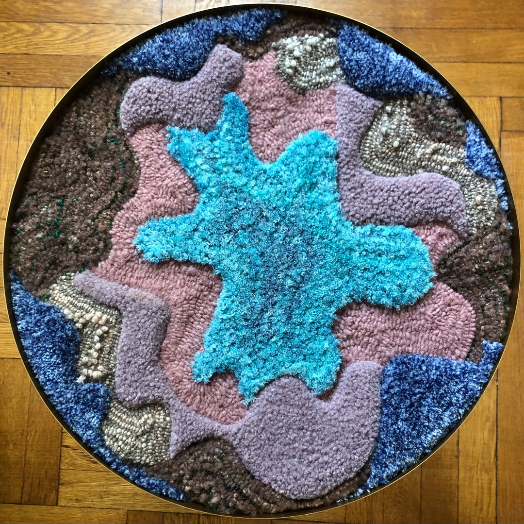 Insert Plate Rugs End Table or Plant Stand With Removable Tufted Rug Insert | Eclectic ...