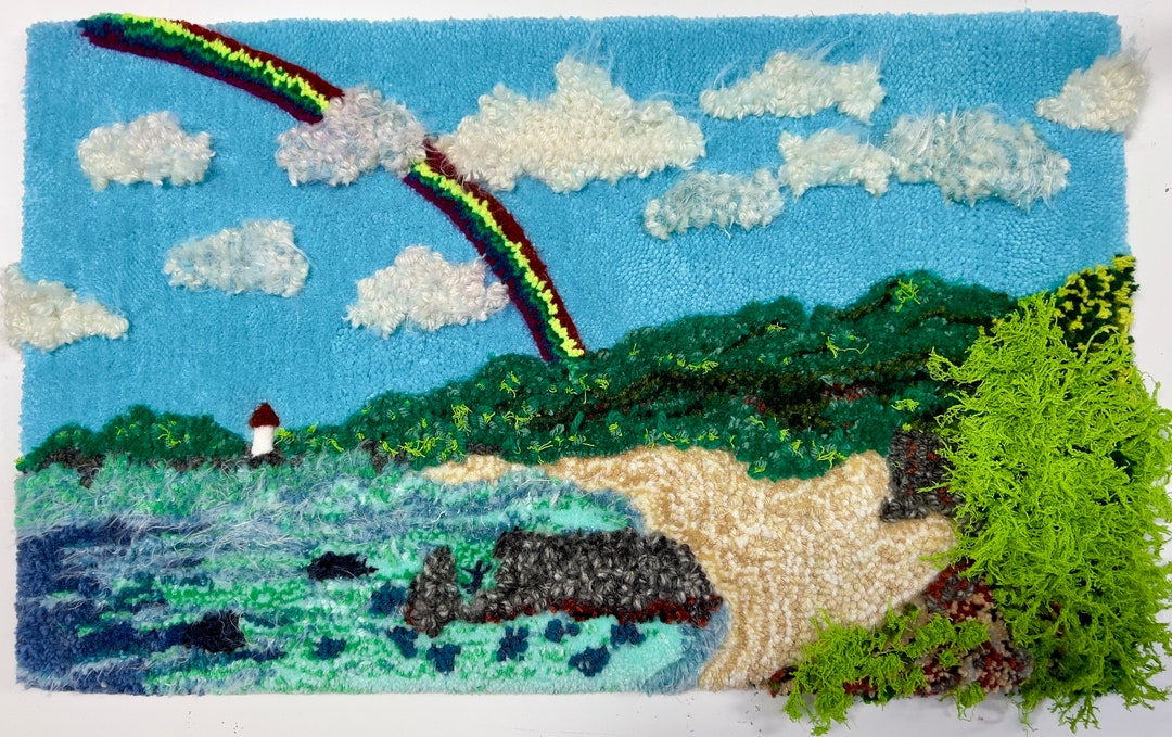 Fiber Art Landscape Wall Hanging | Custom Colorful Textured Rug Tufted ...