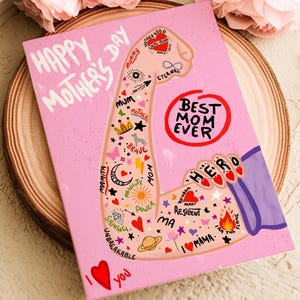Custom Mothers Day Card Printable 5x7 Personalized Greeting for Mom or Grandma Unique Gift to Print at Home Hand Drawn Heartfelt Design