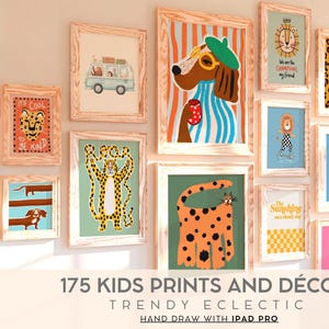 Lot de 175 affiches pour chambre d'enfant - Affiches pour enfants | Décoration murale pour chambre d'enfant Collection amusante pour chambre de bébé, imprimés d'animaux ludiques Décoration murale éclectique pour chambre d'enfant