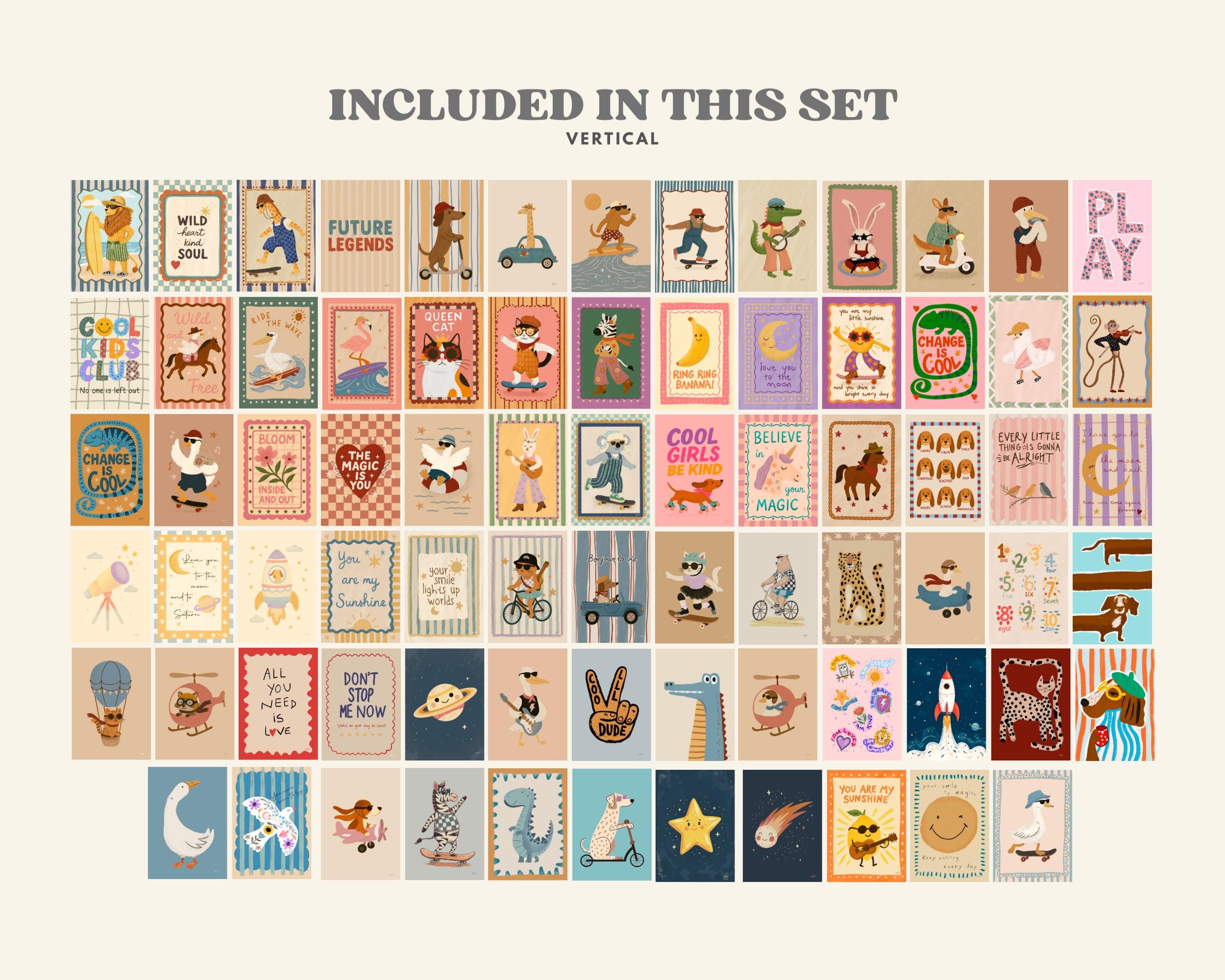 100 Nursery Wall Art Bundle Printable Kids Room Decor Gallery Wall Set ...