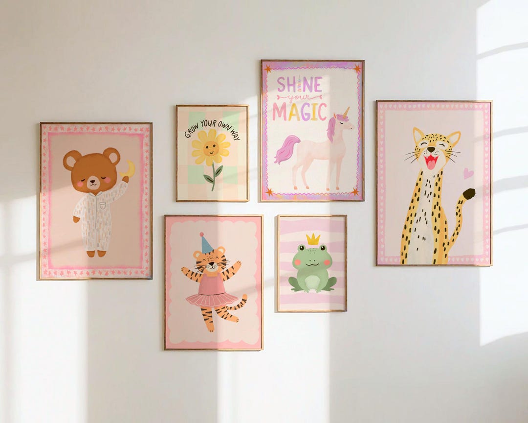 Girls Room Wall Art Set Playroom Nursery Decor Boho Printable Floral ...