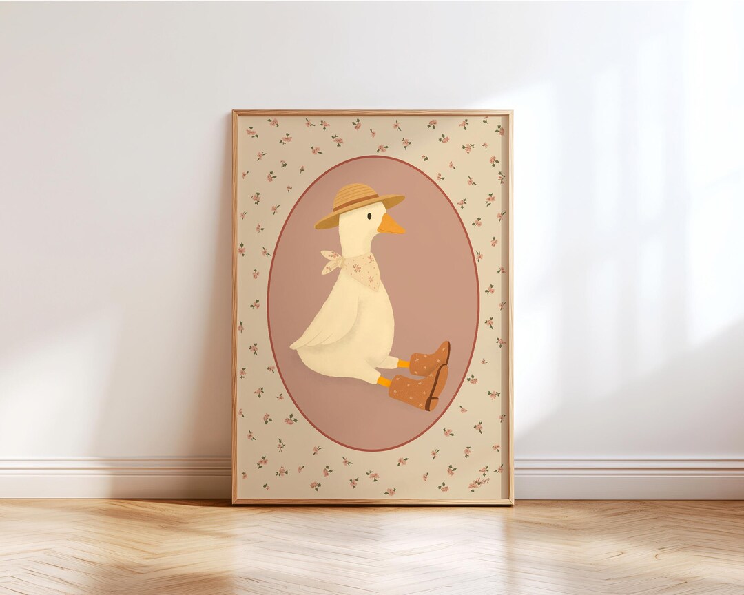 Duck Wall Art Printable Farmhouse Nursery Decor Baby Room Vintage ...