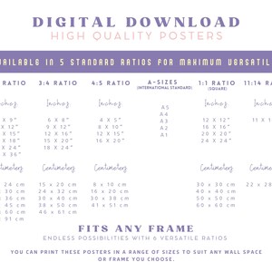 K&ouml;nnte beinhalten: Eine Tabelle, die verschiedene Standard-Seitenverh&auml;ltnisse f&uuml;r digitale Poster zeigt, darunter 2:3, 3:4, 4:5, 1:1 und 11:14. Die Tabelle listet die Abmessungen in Zoll und Zentimetern f&uuml;r jedes Seitenverh&auml;ltnis auf. Die Tabelle enth&auml;lt auch einen Abschnitt f&uuml;r A-Formate, die internationale Standard-Papierformate sind.
