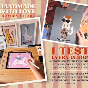 Hand-painted retro wall art prints with inspirational girl messages and soft colors