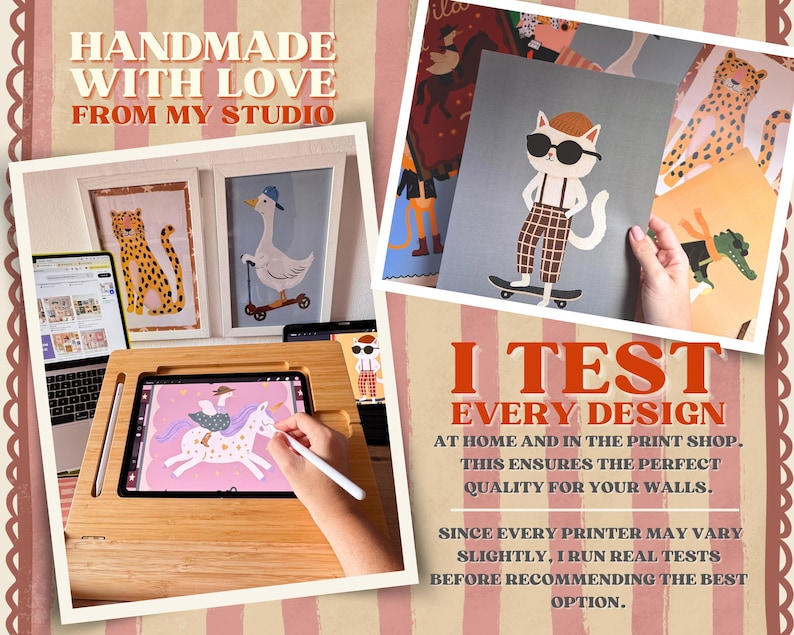 Hand-painted retro wall art prints with inspirational girl messages and soft colors