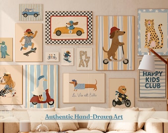 Kids Wall Art Mega Bundle 100 Printable Posters Nursery Decor Set Animal Prints Playroom Artwork Room Decor Retro Illustration Poster Pack