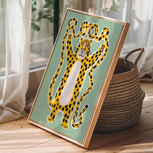 Gepard Wandkunst Kinderzimmer Poster Leopardengebrüll Druck Kinderzimmer Dekor Verspielte Dschungeltierkunst Kinderzimmer Spielzimmer Einzigartiges Design Bild 6
