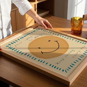 Smiley Face Poster Positive Wall Art for Kids Nursery Decor Playroom Quote Happy Toddler Bedroom Baby Room Printable Boho Minimal Montessori image 4