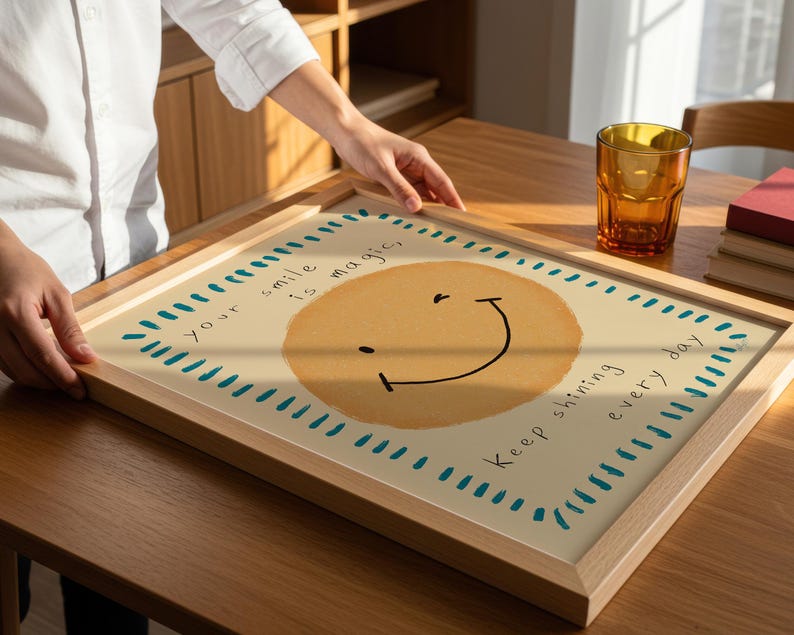Smiley Face Poster Positive Wall Art for Kids Nursery Decor Playroom Quote Happy Toddler Bedroom Baby Room Printable Boho Minimal Montessori image 4