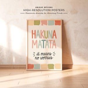 Hakuna Matata Wandkunst Boho Kinderzimmer Dekor Safari Zitat Poster Skurriles Kinderzimmer Druck Spielzimmer Dschungel Schlafzimmer Geschenk Montessori Kunstwerk