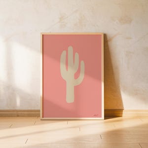 Cactus Wall Art Print Pink Poster Boho Kids Room Decor Scandi Nursery Artwork Minimalist Desert Illustration Hand Drawn Poster Montessori