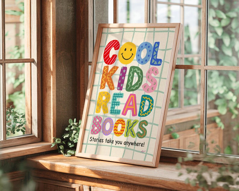 Cool Kids Read Books Poster Classroom Decor Reading Corner Sign Library ...
