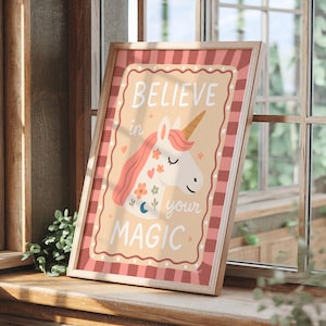Magical unicorn artwork for girls bedroom or playroom wall decor