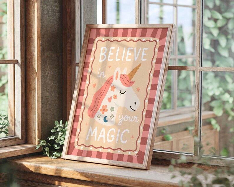 Magical unicorn artwork for girls bedroom or playroom wall decor