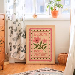 motivational kids poster pink and green floral art ready to print