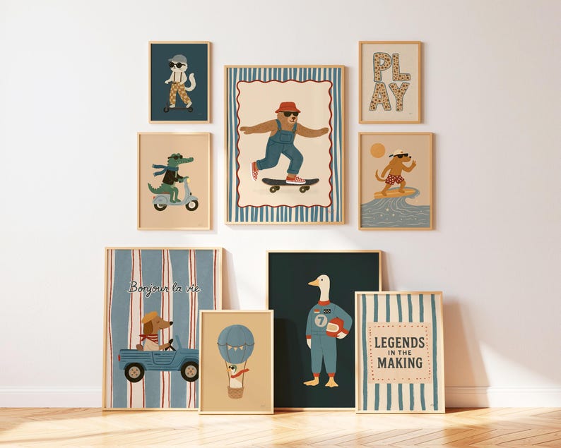 Mega collection of whimsical nursery and playroom illustrations.