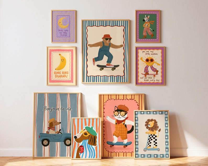 100 Nursery Wall Art Bundle Printable Kids Room Decor Gallery Wall Set ...