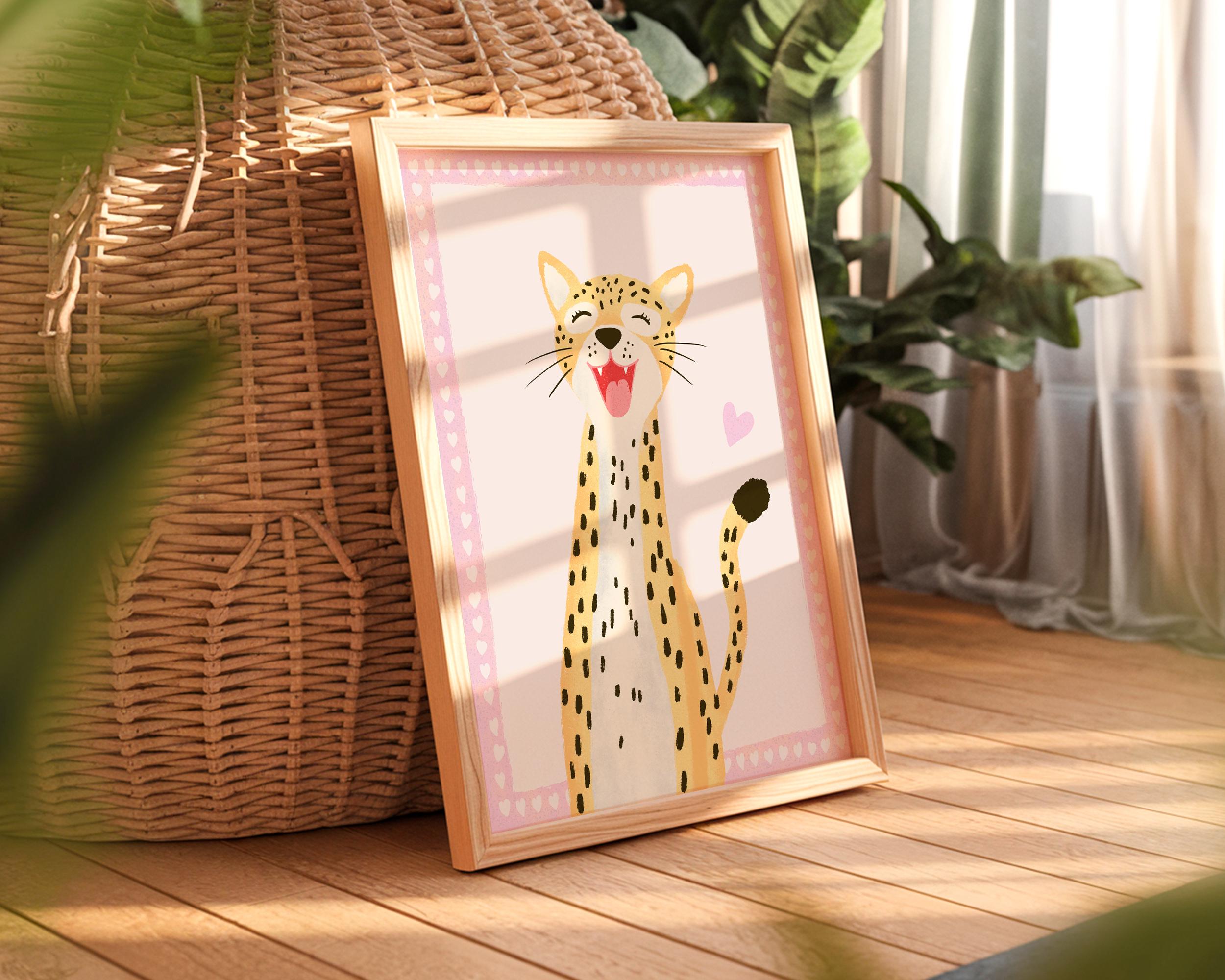 Safari Nursery Wall Art Cheetah Poster for Kids Room Jungle Animal ...