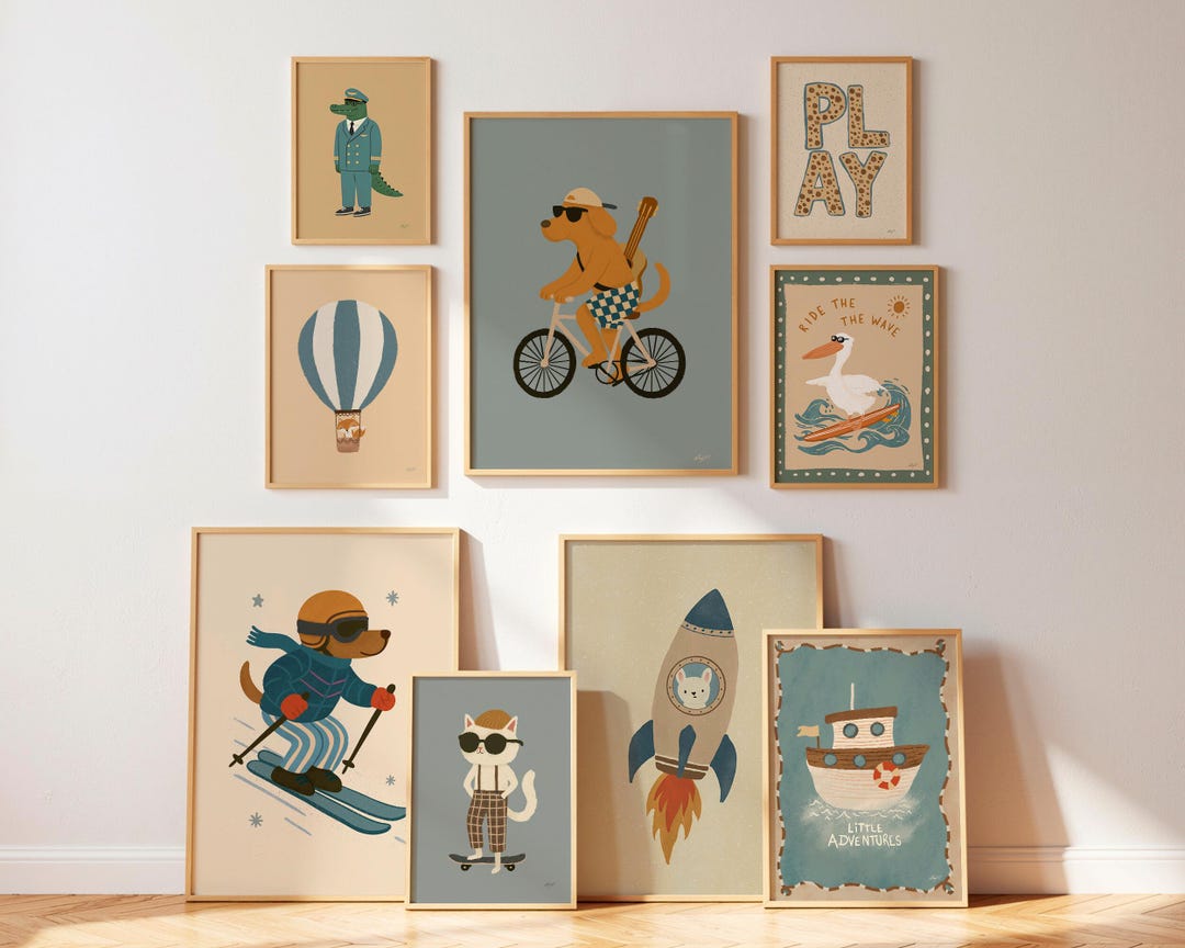 100 Vintage Animal Wall Art Set Kids Room Nursery Decor Playroom ...