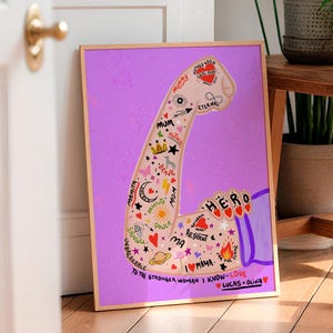 Poster personalizzato per la festa della mamma, donna forte, regalo personalizzato per mamma e nonna, decorazione murale stampabile per la stanza della famiglia