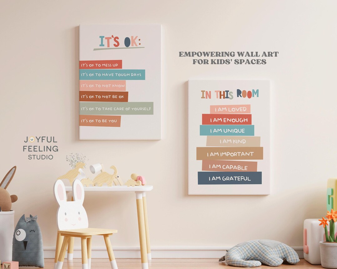 Inspirational Kids Room Poster Set - Positive Affirmations Wall Art for ...