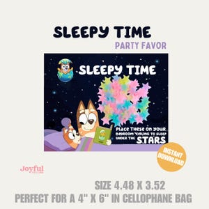Bluey Sleepy Time Party Favor Printable Favor for Kids' Parties Instant ...