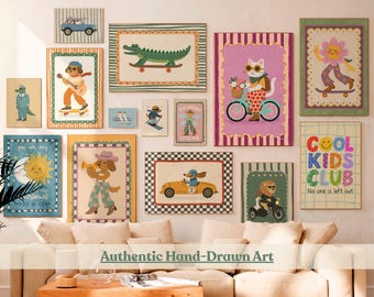 Kids Wall Art Mega Bundle 100 Printable Unisex Posters Nursery Decor Set Animal Prints Playroom Artwork Room Decor Retro Illustration Poster