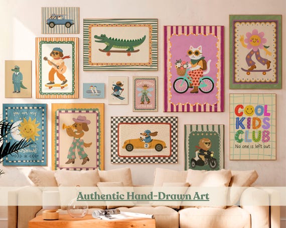 Kids Wall Art Mega Bundle 100 Printable Unisex Posters Nursery Decor Set Animal Prints Playroom Artwork Room Decor Retro Illustration Poster