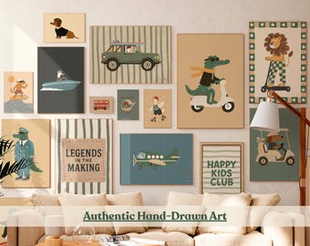 100 Printable Animal Wall Art Bundle Nursery Prints Kids Room Decor Baby Boy Girl Posters Playroom Decor Animal Car Printable Art Set