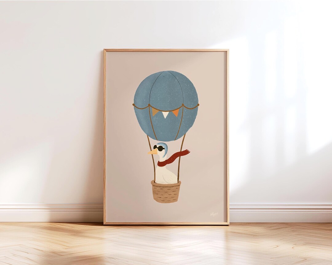 Goose Hot Air Balloon Art Print Nursery Decor Baby Room Poster ...