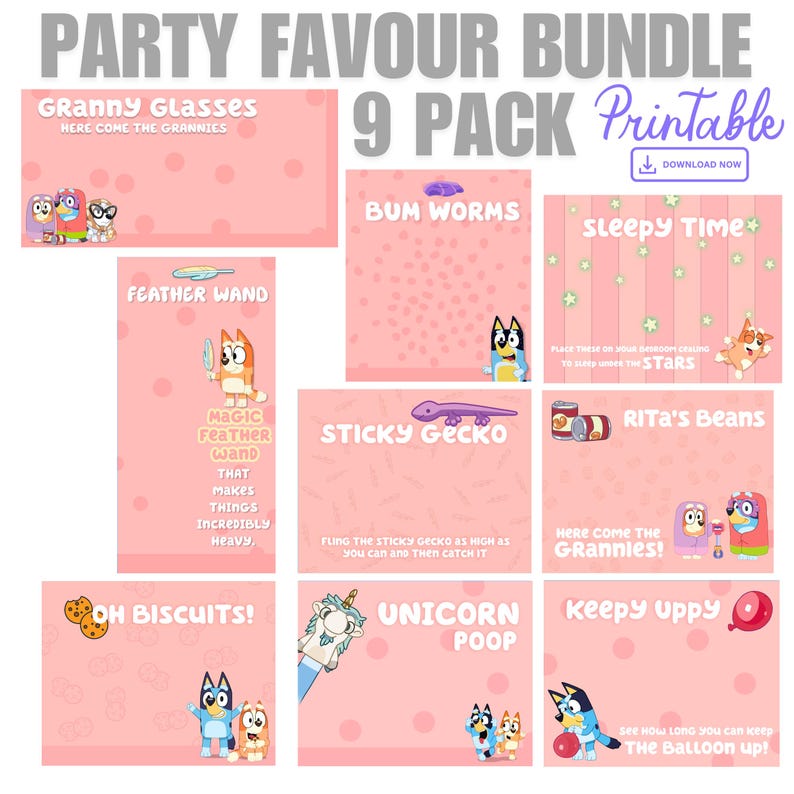 Ultimate Bluey Party Favor Pack 9 Printable Designs for Kid's Birthday ...