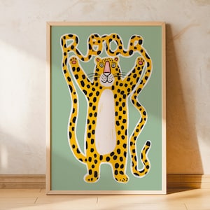 Cheetah Wall Art Kids Room Poster Leopard Roar Print Nursery Decor Playful Jungle Animal Art Childrens Bedroom Playroom Unique Design